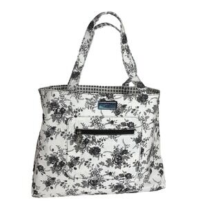 Bella Russo Floral Tote‎ Bag Black and White Floral Shabby Chic Cottage Core